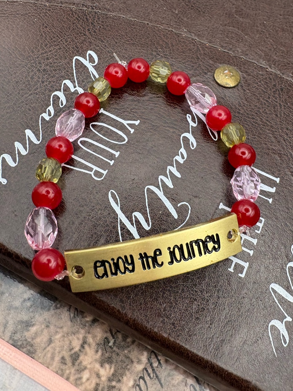 Boho Beaded Stretch Bracelet Handmade Glass Bead Inspirational Jewelry